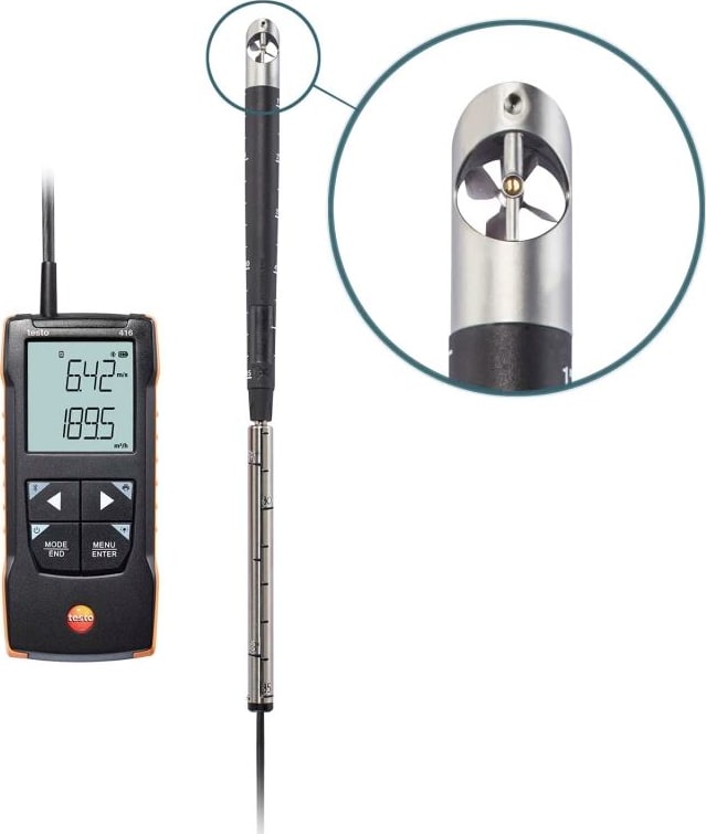 Testo 416 Digital 0.63 Inch Vane Anemometer with App Connection