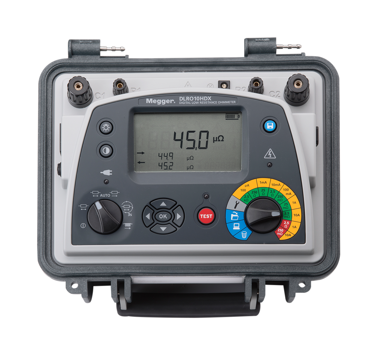 Megger DLRO 10HDX Digital Low Resistance Ohmmeter with Spike Leads and case