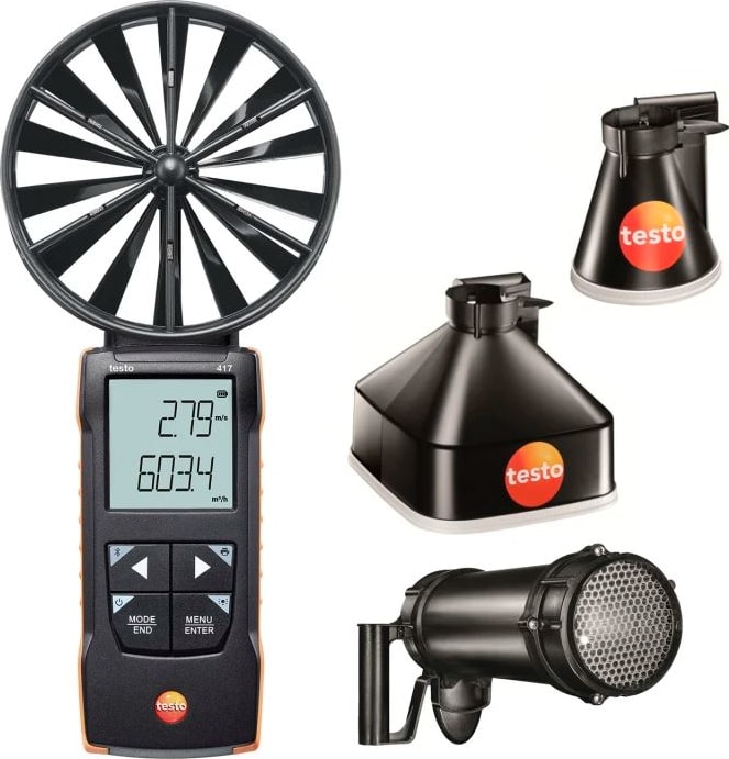 Testo 417 KIT 2 Vane Anemometer with Measurement Funnels and Flow Straightener