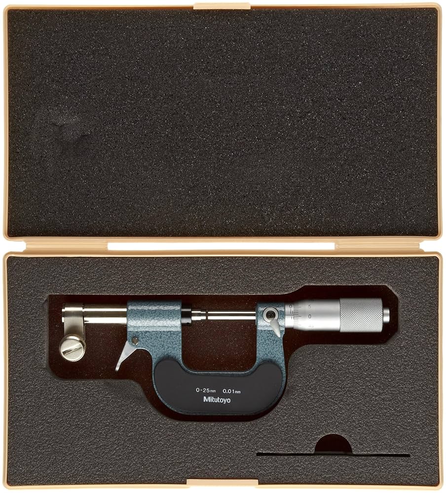 Mitutoyo 107-201 Series 107 Mechanical Outside Micrometer with dial indicator, 0 to 25 mm, metric
