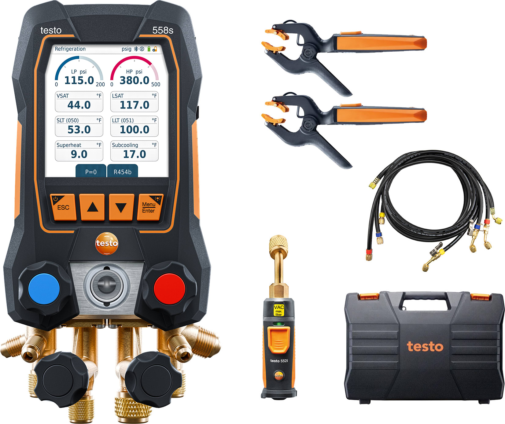 Testo 558s Kit with Hoses Smart Digital Manifold Kit