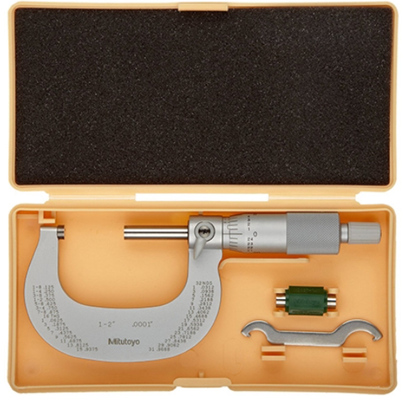 Mitutoyo 102-328-10 101 Series Outside Micrometer, 1 to 2", Ratchet Stop