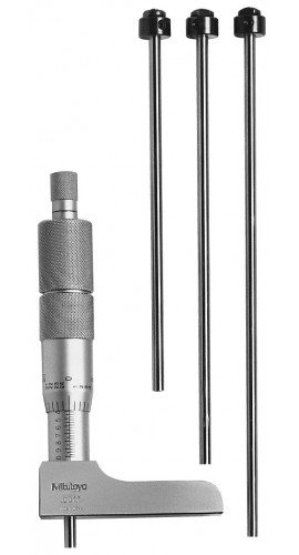 Mitutoyo 129-331 Mechanical Depth Micrometer with Interchangeable Rods, 0 to 4", 0.001"