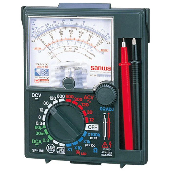 Sanwa SP-18D Analog Multimeter with Built-In Case