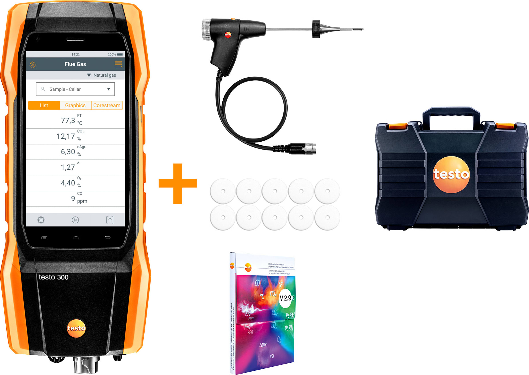 Testo 300 Commercial Combustion Analyzer with Long Life Sensors