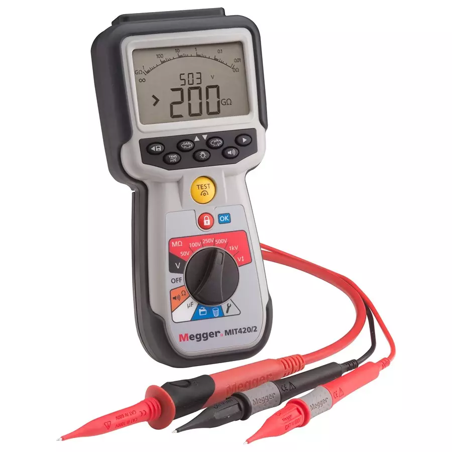 Megger MIT420/2 Insulation Tester + PI & DAR 50V/100V/250V/500V/1000V
