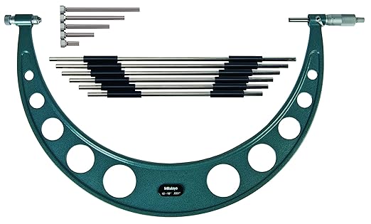 Mitutoyo 104-201 Outside Micrometer, Interchangeable Anvils 12-18in, .001in