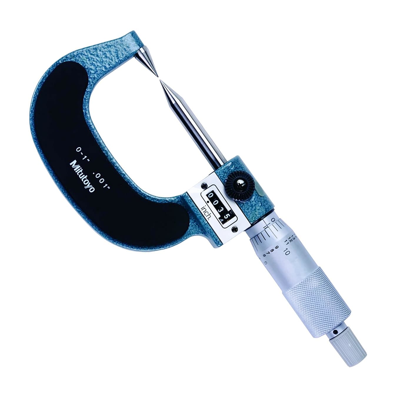 Mitutoyo 142-225 Series 142 Mechanical Point Micrometer with Counter, 0 to 1", 30° Point