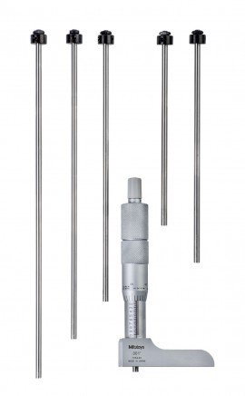 Mitutoyo 129-332 Mechanical Depth Micrometer with Interchangeable Rods, 0 to 6", 0.001"