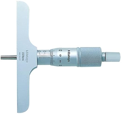 Mitutoyo 128-102 Series 128 Analog Depth Micrometer, 0 to 25 mm, metric