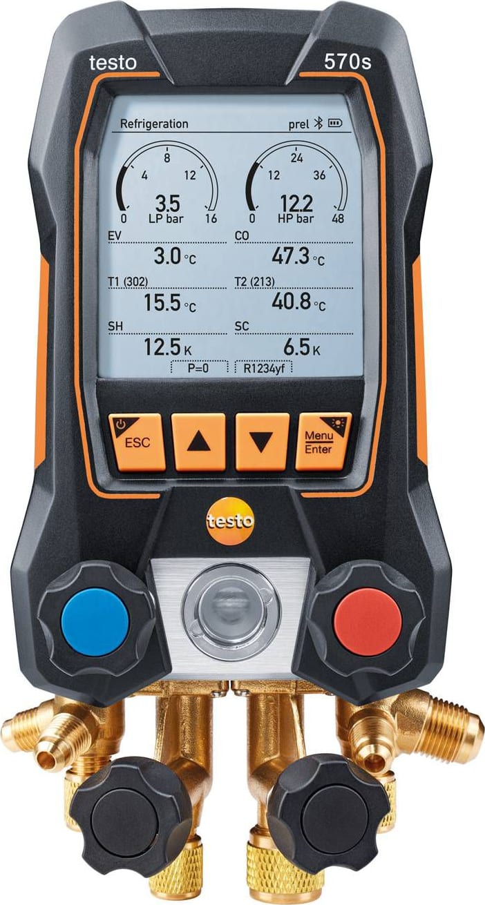 Testo 570S Digital Manifold with 4-Way Valve block with Intelligent Error Analysis and Bluetooth