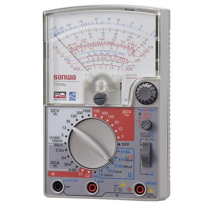 Sanwa CX506a Analog Multimeter with Capacitance Measurement and Built-in Transistor Oscillator