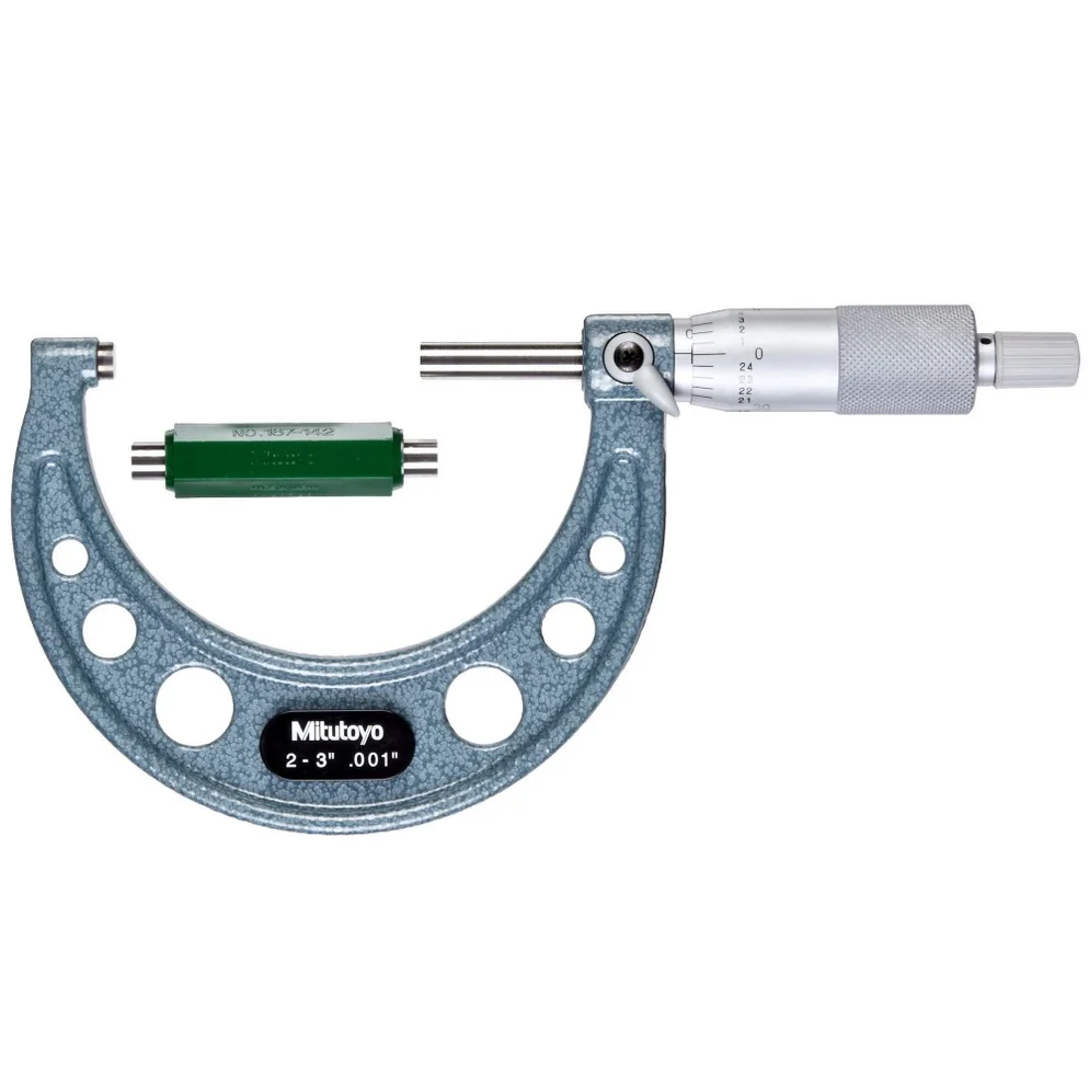 Mitutoyo 103-179 Series 103 Outside Micrometer with ratchet stop, 2 to 3", 0.001"