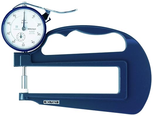 Mitutoyo 7321A Series 7 Deep Throat Flat Anvil Dial Thickness Gauge, Metric, 0 to 10 mm