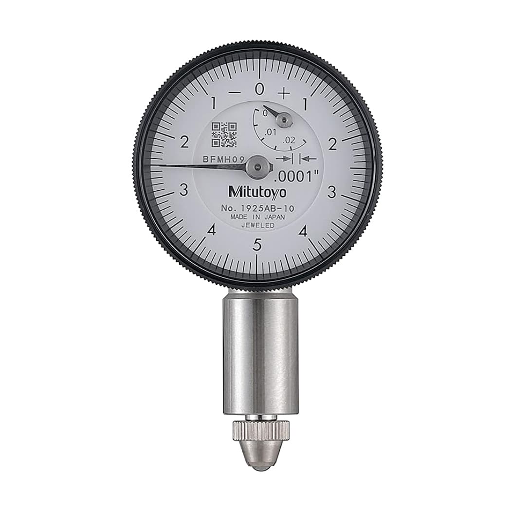 Mitutoyo 1925AB-10 Series 0 Compact Flat-Back Dial Indicator, 0 to 0.025", SAE