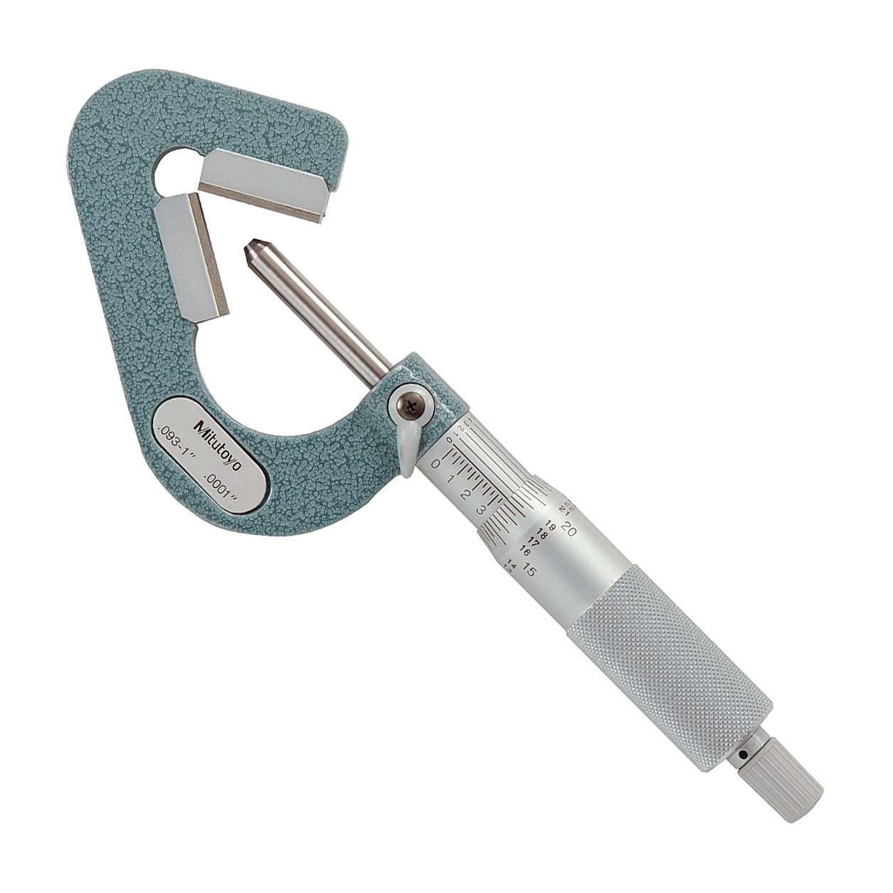 Mitutoyo 114-202 3 Flute V-Anvil Micrometer, 0.09 to 1”