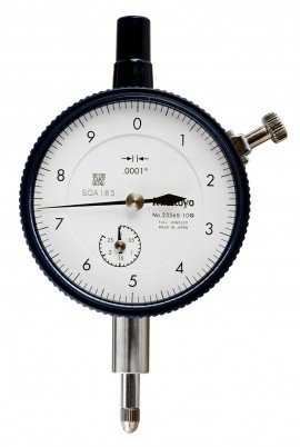 Mitutoyo 2356AB-10 Series 2 Standard Flat-Back Dial Indicator, 0.25", SAE