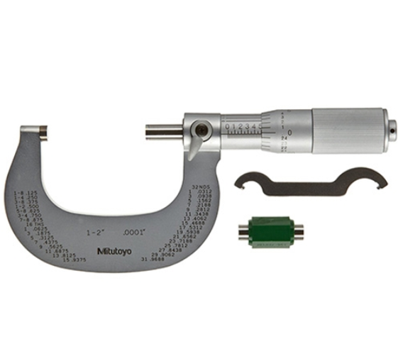 Mitutoyo 102-330-10 101 Series Outside Micrometer, 1 to 2", Friction Thimble